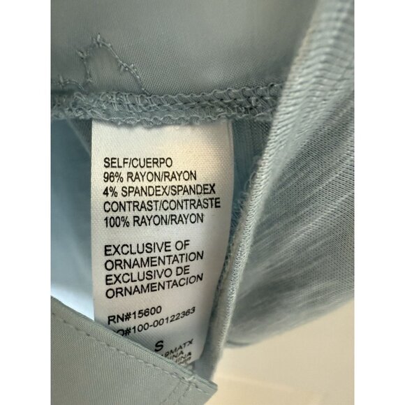 Democracy Embroidered 3/4 Sleeve Heather Muted Blue Small Blouse - Flawed - Picture 10 of 13